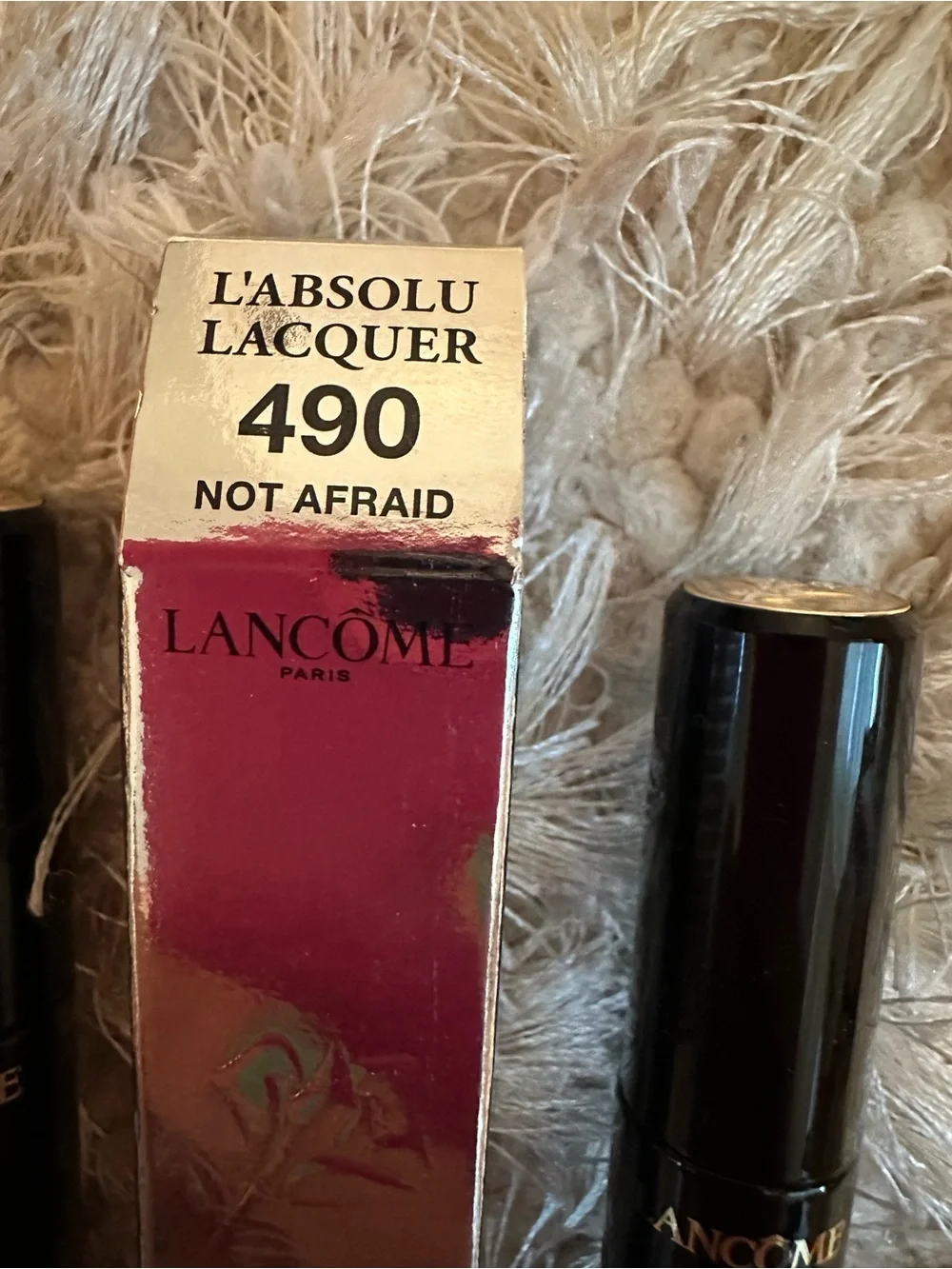 Lancôme L'Absolu Lacquer Duo — Rose Fugace & Not Afraid (soft rose, deep red)
